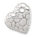 Sterling Silver Polished Pebbled Heart Chain Slide Pendant - Image 3