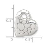 Sterling Silver Polished Pebbled Heart Chain Slide Pendant - Image 4