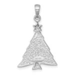 Sterling Silver Rhodium-plated Polished Green/Yellow/Red/Blue Crystal Christmas Tree Charm - Image 3