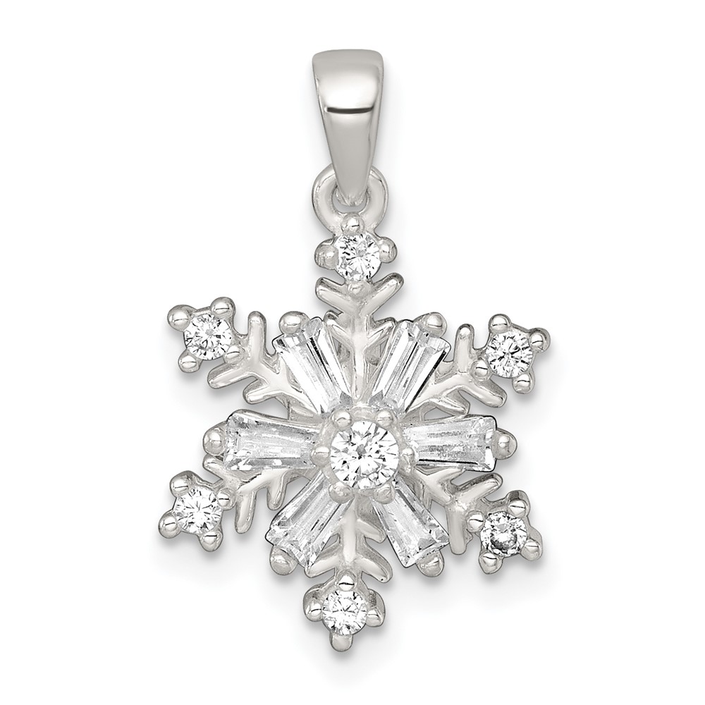 QC11562.jpg Sterling Silver Polished CZ Snowflake Pendant - Image 1