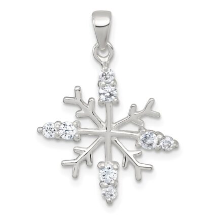 Sterling Silver Polished CZ Snowflake Pendant