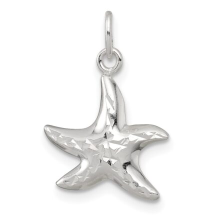 Sterling Silver Polished and Diamond-cut 3-D Starfish Charm