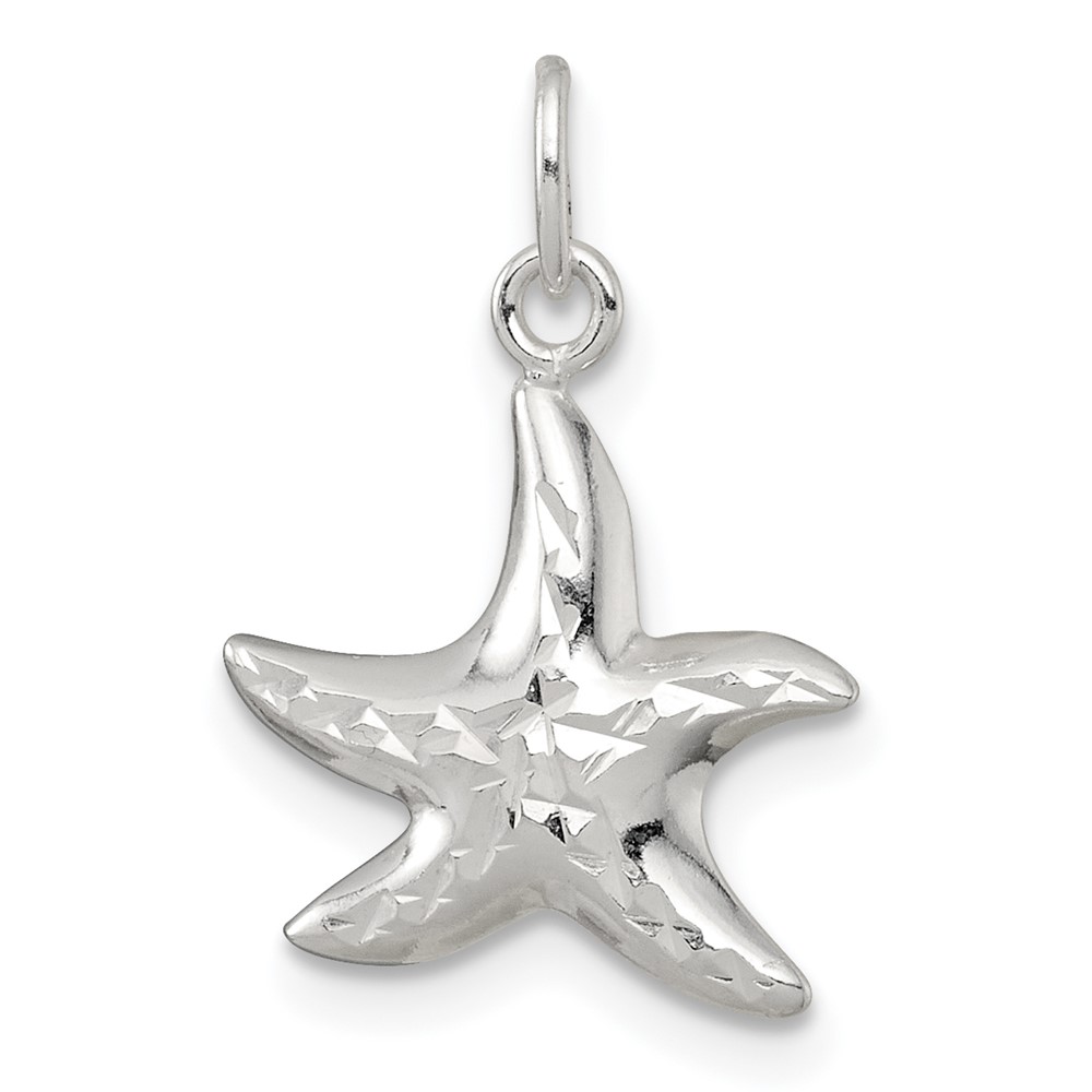 QC11582.jpg Sterling Silver Polished and Diamond-cut 3-D Starfish Charm - Image 1