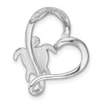 Sterling Silver Rhodium-plated Polished Blue Lab Created Opal Turtle Open Heart Chain Slide Pendant - Image 3