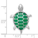 Sterling Silver Rhodium-plated Polished Dyed Jade Quartz Turtle Chain Slide Pendant - Image 4