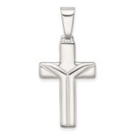 Sterling Silver Polished and Grooved Latin Cross Pendant