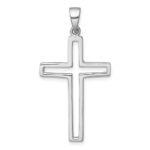 Sterling Silver Rhodium-plated Polished Cut-out Latin Cross Pendant
