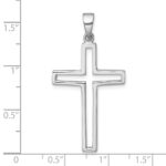 Sterling Silver Rhodium-plated Polished Cut-out Latin Cross Pendant - Image 4