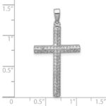 Sterling Silver Rhodium-plated Polished Pave CZ Latin Cross Pendant - Image 4