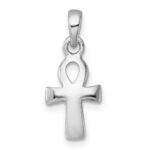 Sterling Silver Rhodium-plated Polished Small Ankh Cross Pendant