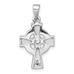 Sterling Silver Rhodium-plated Polished CZ Center Celtic Cross Pendant - Image 3