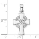 Sterling Silver Rhodium-plated Polished CZ Center Celtic Cross Pendant - Image 4