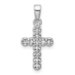 Sterling Silver Rhodium-plated CZ Polished Cross Pendant