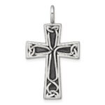Sterling Silver Antiqued Polished Celtic Knot Cross Pendant