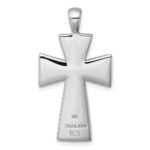 Sterling Silver Rhodium-plated Polished Black Resin Cross Pendant - Image 3