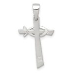 Sterling Silver Brushed Cross with Polished Ichthus Fish Pendant - Image 3