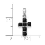 Sterling Silver Rhodium-plated Polished Onyx Latin Cross Pendant - Image 4