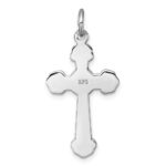 Sterling Silver Rhodium-plated Polished Fancy Budded Cross Pendant - Image 3