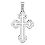 Sterling Silver Rhodium-plated Polished Cutout Budded Cross Pendant - Image 3