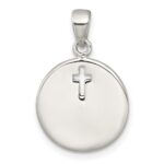 Sterling Silver Polished Black Enamel EVERY DAY IS A GIFT FROM GOD Cut Out Cross Disc Pendant - Image 3