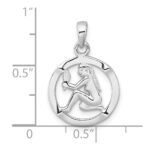 Sterling Silver Rhodium-plated Polished Reversible Virgo in Circle Zodiac Pendant - Image 4