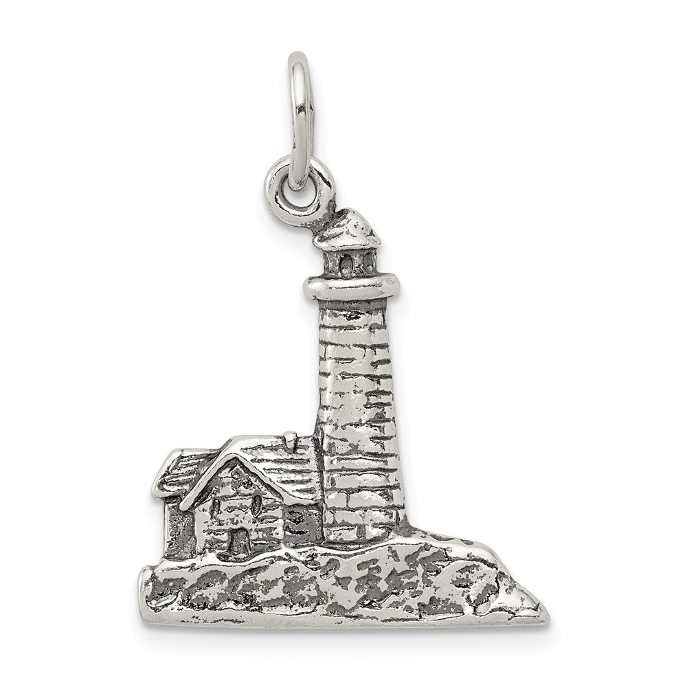 QC1442.jpg Sterling Silver Antiqued Lighthouse Charm - Image 1