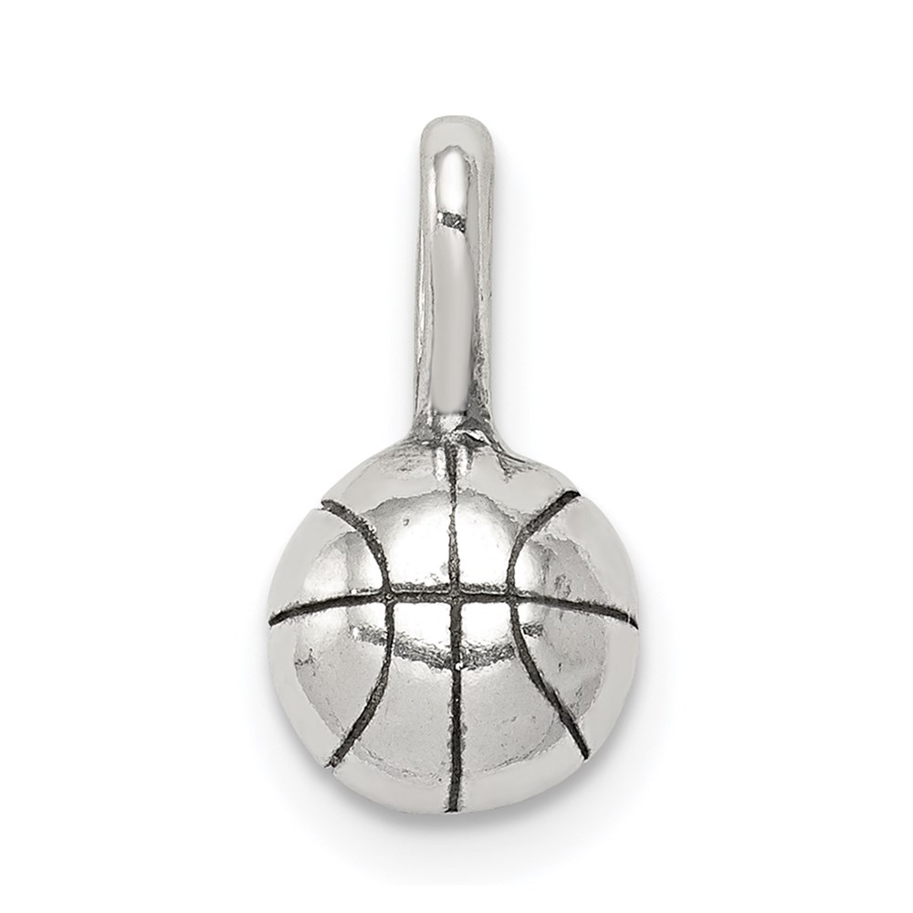 QC1465.jpg Sterling Silver Antiqued Basketball Charm - Image 1