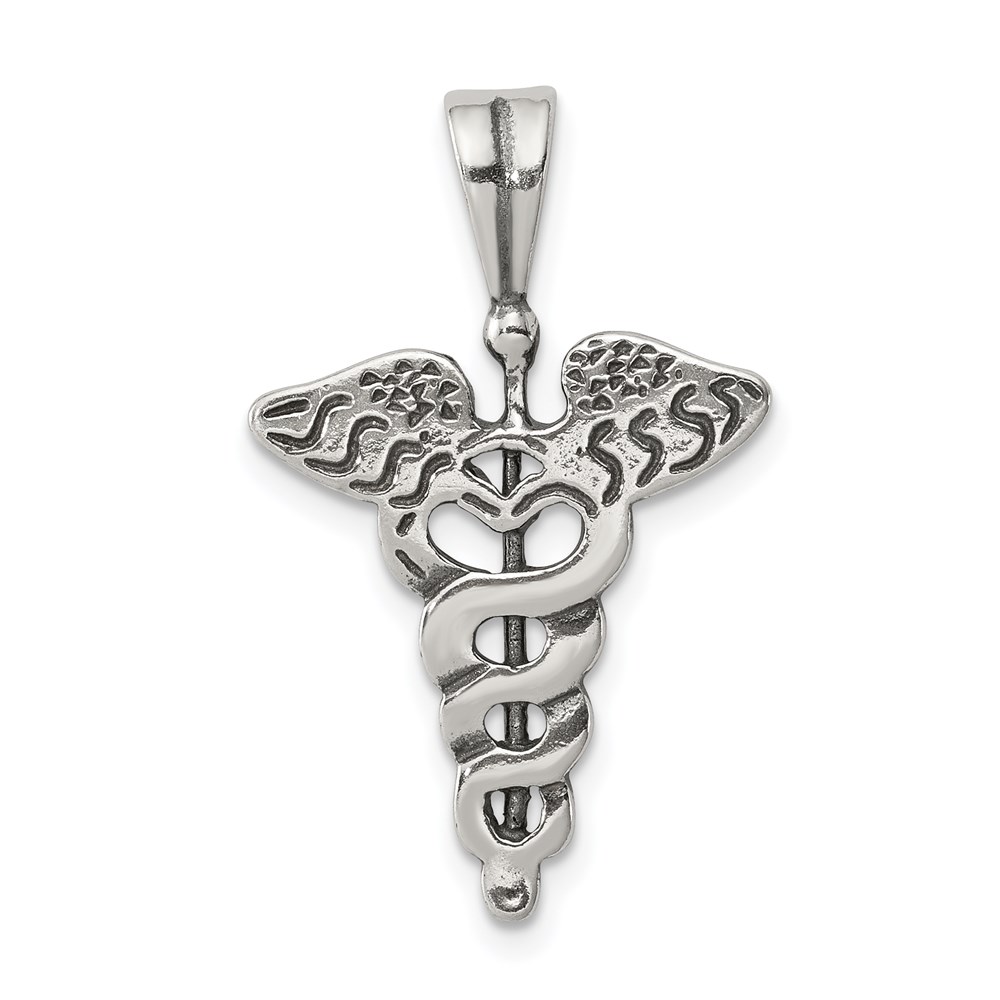 QC1634.jpg Sterling Silver Caduceus Charm - Image 1