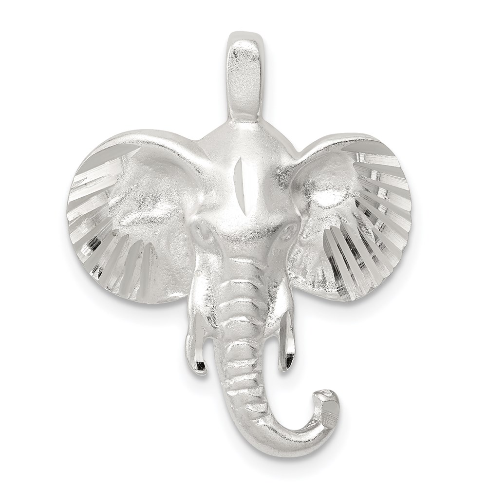 QC1769.jpg Sterling Silver Satin Elephant Head Charm - Image 1