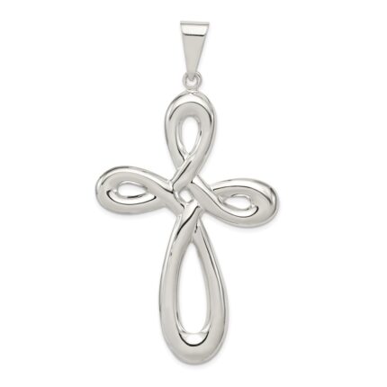 Sterling Silver Rhodium-plated Cross Pendant