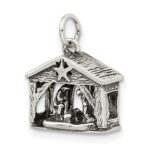 Sterling Silver Antiqued Manger Charm - Image 2