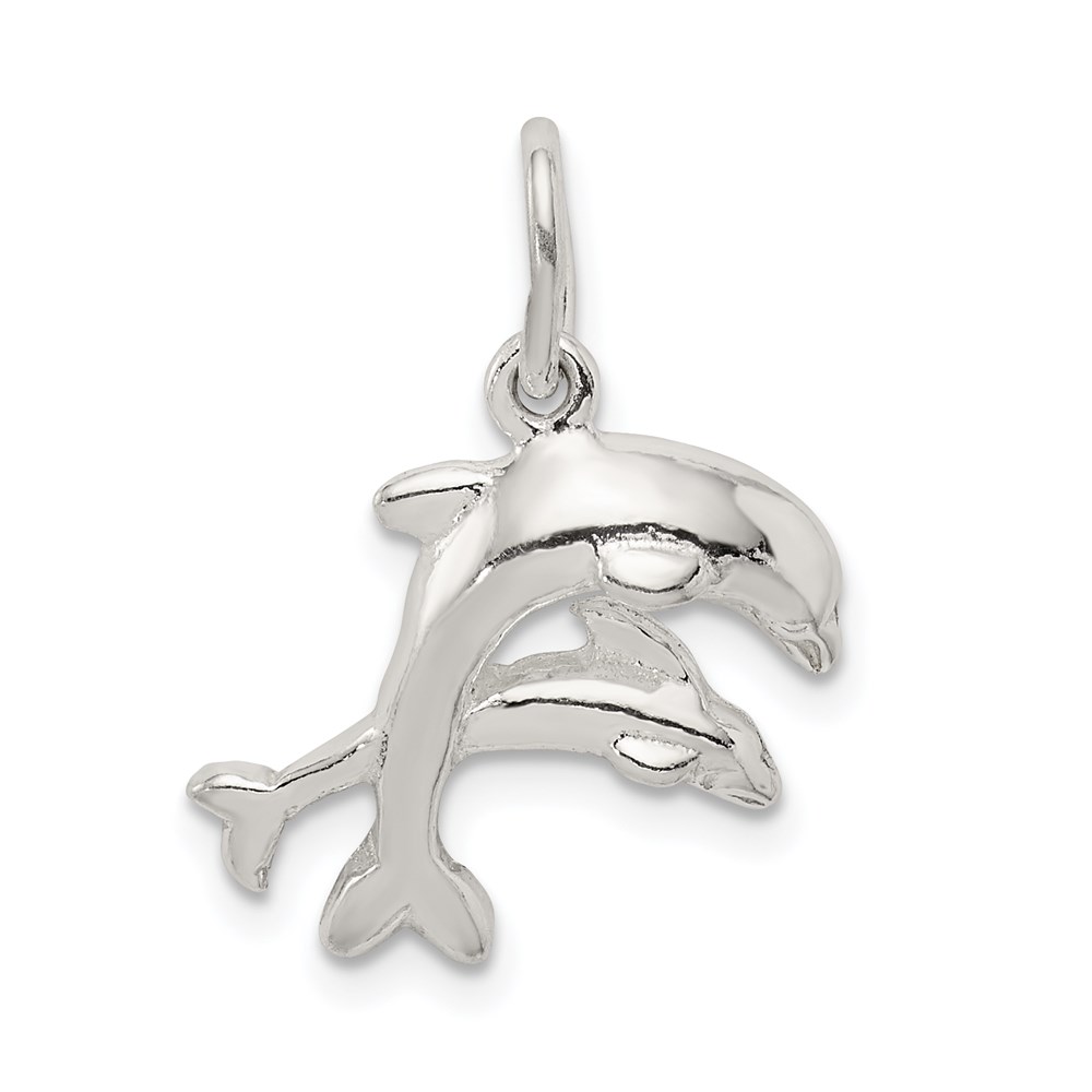 QC2041.jpg Sterling Silver Dolphins Charm - Image 1