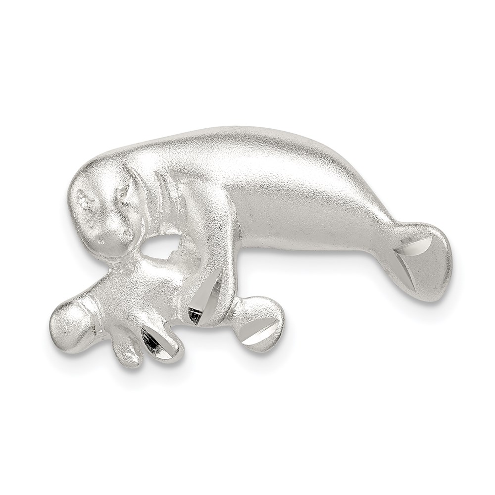 QC2052.jpg Sterling Silver Manatee with Baby Charm - Image 1