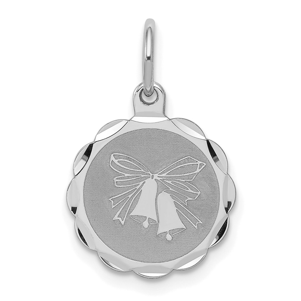 QC2075.jpg Sterling Silver Rhodium-plated Wedding Bells Disc Charm - Image 1