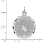 Sterling Silver Rhodium-plated Wedding Bells Disc Charm - Image 3