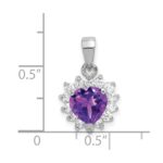 Sterling Silver Rhodium-plated Amethyst and CZ Pendant - Image 3
