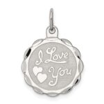 Sterling Silver Rhodium-plated I Love You Disc Charm