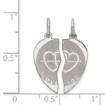 Sterling Silver Rhodium-plated 2-piece Love You Disc Charm - Image 3