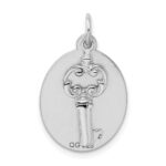 Sterling Silver Rhodium-plated key Charm - Image 3