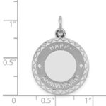 Sterling Silver Rhodium-plated Happy Anniversary Disc Charm - Image 4