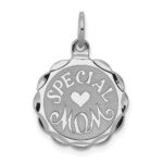 Sterling Silver Rhodium-plated Special Mom Disc Charm