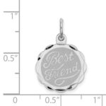 Sterling Silver Rhodium-plated Best Friend Disc Charm - Image 3