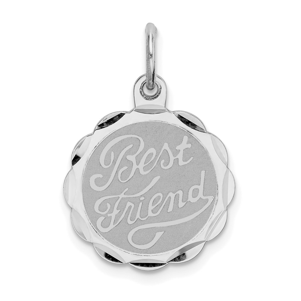 QC2333.jpg Sterling Silver Rhodium-plated Best Friend Disc Charm - Image 1