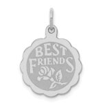 Sterling Silver Rhodium-plated Best Friends Disc Charm