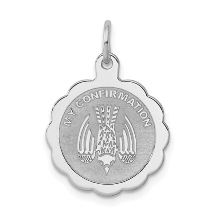 Sterling Silver Rhodium-plated My Confirmation Disc Charm