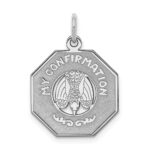 Sterling Silver Rhodium-plated My Confirmation Disc Charm
