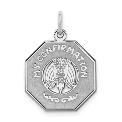 Sterling Silver Rhodium-plated My Confirmation Disc Charm