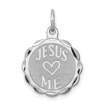 Sterling Silver Rhodium-plated Jesus Loves Me Disc Charm