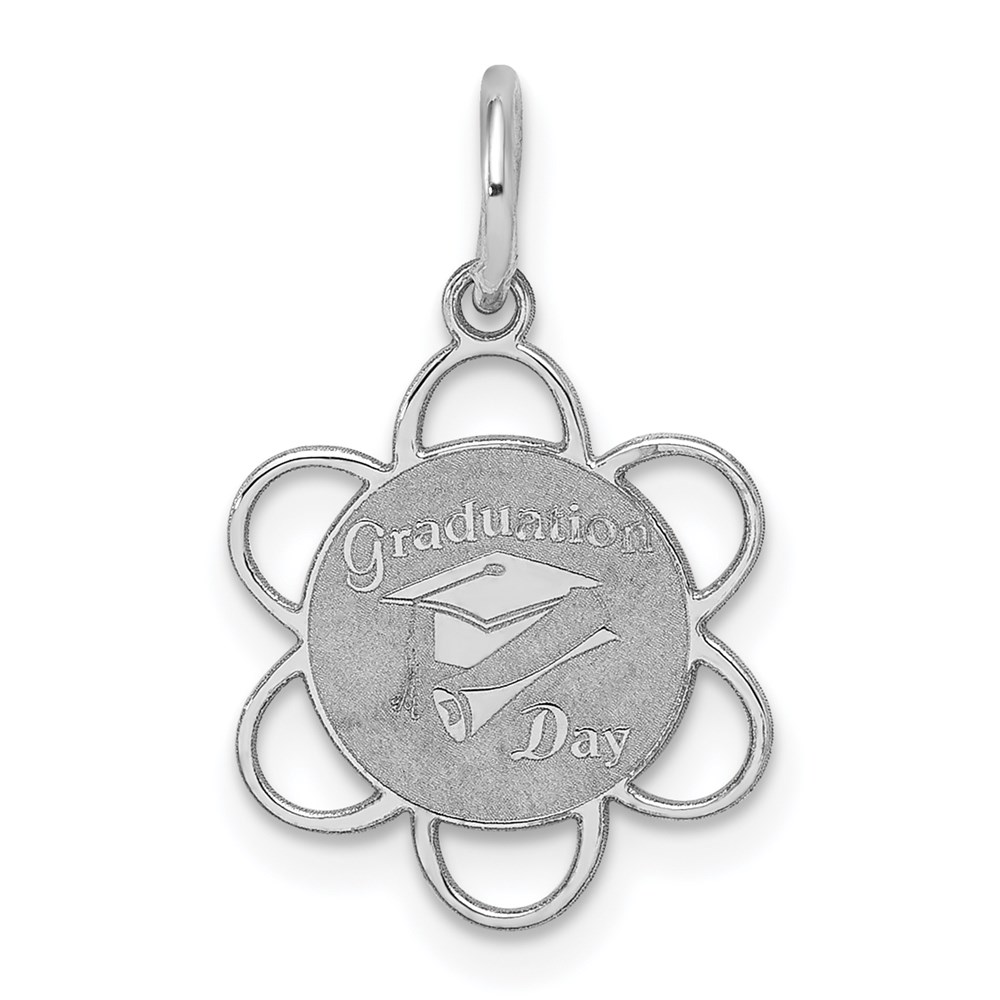 QC2416.jpg Sterling Silver Rhodium-plated Graduation Day Disc Charm - Image 1