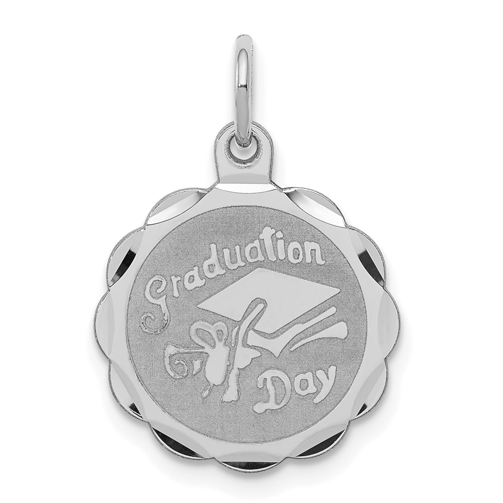 QC2418.jpg Sterling Silver Rhodium-plated Graduation Day Disc Charm - Image 1